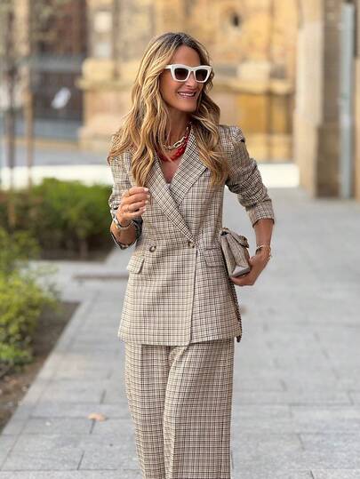 Women's Suit, European & American Vintage Simple Elegant Street Style Office Commute Loose Slimming Suit, Woven Fabric Concise Practical For Office, Daily, Travel, Tea Party, Airport Outfit, All Season