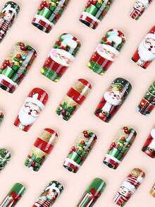 Paznokcie świąteczne, śliczne paznokcie, Święty Mikołaj, choinka, jesienne paznokcie prasowane