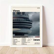 1pc Vintage Canvas Posters, Drake Views Musical Album, Modern Song Art, Rock Band, For Room Aesthetic ,Home Decoration, Gift For Living Room, Wall Art Decor, For Living Room, Bedroom, Bar Wall Decor, Waterproof Painting, Print, Artwork, No Frame - Multicolor - View 1