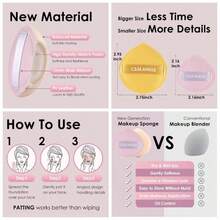 5Pcs Green Makeup Sponge Foundation Concealer And Powder, Blender Sponge Natural And Easy Makeup Soft Long - Lasting And Beginner - Friendly, Medium