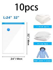 10PCS Transparent Vacuum Seal Bags With Pump, Portable Vacuum Storage Bags For Travel, Travel Vacuum Compression Bags, Large-Capacity Vacuum Zipper Bags, Foldable Packing Cubes, Clothing Storage Organizer, Save 80% Of Storage Space, Waterproof, Insect-Proof, Bacteria-Proof, And Dust-Proof. Made Of Transparent PVC. Perfect For Clothing, Bedding, Winter Clothing Storage, Back-To-School, Business Trips, And Travel.