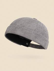 1pc Unisex Retro Corduroy Skipper Cap, Adjustable Size, Vintage Fashion Casual Sailor Hat, Suitable For Autumn/Winter - A - View 6