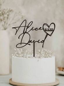 Personalized Couple Names And Date Wedding Cake Topper Custom Cake Toppers For Wedding Mr And Mrs Cake Toppers Anniversary Cake Topper ,Forever Love ,Kitchen Utensils, Modern Wedding 2026 - Style B - View 3