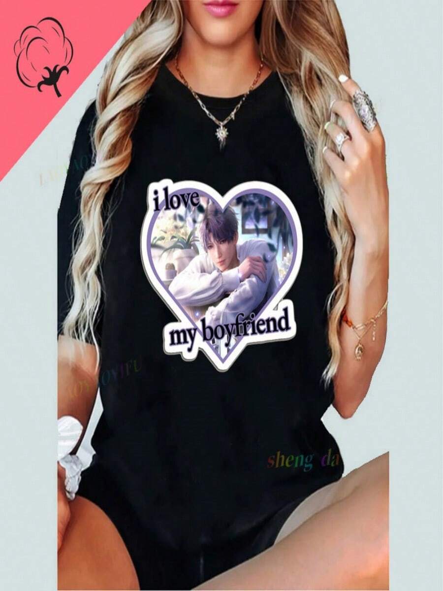 2025 Champion Tank Davis All Match American Fashion Brand Printed Men's And Women's Loose Summer Loose Short Sleeve T Shirt - 黑色 - 查看 1