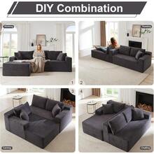 103" Cloud Sectional Couch With L-Shape Chaise, Boneless Modular Deep Seat Sofa In A Box Comfy Fluffy Corduroy Couches For Living Room, No Assembly Required, Left Facing Chaise, Black - Màu xám đen - Xem 4