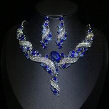 1 Set Women's Jewelry Set, Vintage Rhinestone Inlaid Earrings & Necklace 3-Piece Set, Suitable For Brides, Weddings, Banquets, Parties