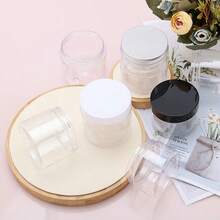 6 piezas Botella de boca ancha de plástico, Botella separada de crema facial, Botella de almacenamiento con cuentas de accesorios para uñas, Botella vacía de cosméticos, Botella sellada portátil de viaje de muestra de crema para el cuidado de la piel y el contorno de ojos