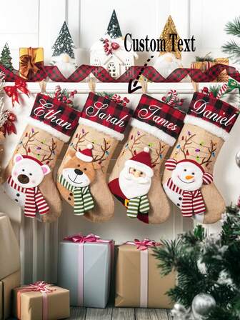 Personalized 3D Christmas Socks (With Name), Custom Home Christmas Socks, Embroidered Christmas Socks (With Name), Letter Combination Socks, Embroidered With Name, Letter Socks, Christmas Decoration