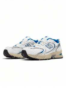 New Balance 530系列男女通用运动鞋，跑步、健身训练、日常通勤皆宜，轻便透气，缓震减震，加厚中底，防滑舒适，复古风格，Logo配色，蓝色/白色/米色可选，MR530EA - 白色/米色/藍色 - 查看 2