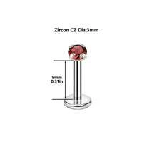 G23 Titanium Hypoallergenic Flat Back Nose Ring Studs Inlaid CZ Nose Nails 16G Internally Threaded Labret Medusa Lip Studs For Tragus Cartilage Piercing Jewelry Internally Threaded Nose Rings Studs Red Pink Blue Black 2mm 3mm 4mm 5mm Piercing Jewelry Decoration For Women