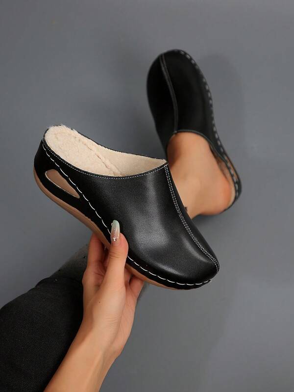 Damen warme thermisch gefütterte Clog Hausschuhe, bequeme Slip-On Pantoffeln für den täglichen Lässig und Innenbereich, perfekt zu Hosen und Lässig Outfits passend