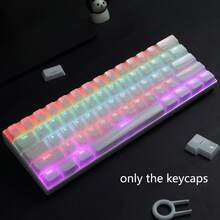 136键多色（白/粉/紫/蓝）水晶果冻键帽，PC透明材质，兼容MX轴，6.25U空格键，适用于61、64、68、82、84、87、96、98、100、104、108键机械键盘。简约风格，机械键盘DIY改装键帽。 - 136鍵正刻 - 查看 3