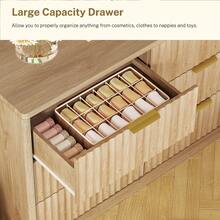 63''Wide Fluted 9 Drawer Dresser For Bedroom,  Modern Chest Of Drawers, Wood Closet Clothes Organizer For Bedroom, Hallway, Natural - 自然的 - 查看 3
