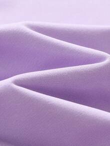 Casual Minimalist Letter Print Basic Crew Neck Sweatshirt, Suitable For Autumn/Winter Wear, Teen Girls - Mauve Purple - View 5