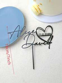 Personalized Couple Names And Date Wedding Cake Topper Custom Cake Toppers For Wedding Mr And Mrs Cake Toppers Anniversary Cake Topper ,Forever Love ,Kitchen Utensils, Modern Wedding 2026 - Style B - View 4