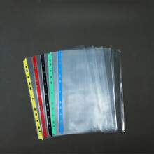 1 pieza de 10 paquetes de bolsas de archivo de borde de color PP con 11 agujeros, bolsa de plástico A4 para almacenamiento de documentos, bolsa de protección de datos de oficina para estudiantes - Multicolor - Ver 5