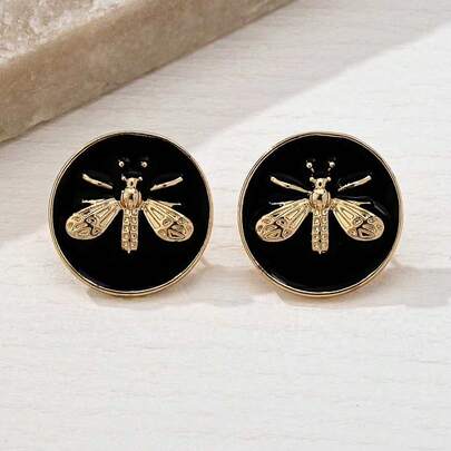 1 Pair Fashionable Bee Stud Earrings, Versatile For Women's Party, Daily Casual Wear Or Gift