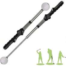 Retractable Golf Swing Training Aid, Golf Grip Trainer & Golf Swing Trainer For Warm-Up, Right /Left Handed Golf Club For Indoor Practice, Golf Accessories - Strength & Tempo Training For Chipping Hitting - 黑色 - 查看 2