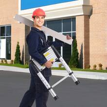 Escalera telescópica extensible   de 8,5 pies con retracción con un botón y capacidad para 375 libras - 8.5 pies - Ver 9