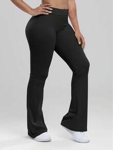 Women's Fashion Flare Yoga Pants Flare Leggings V Back Butt Lifting Wide Leg High Waist Gym Workout Yoga Pants, Breathable & Soft Activewear For Fitness Training - For Women - Suitable For Yoga, Pilates, Gym & Running - Perfect Gift For Fitness Enthusiasts - Black - View 4