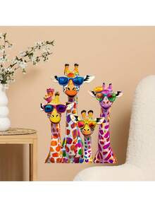 1pc Wall Stickers Colorful Cute Giraffe Decorative Stickers PVC Stickers Removable Self-Adhesive Easy-To-Tear Stickers Home Decoration Make Your Life A New Look Holiday Decoration Stickers Birthday Graduation Gifts Wall Decor Room Decor