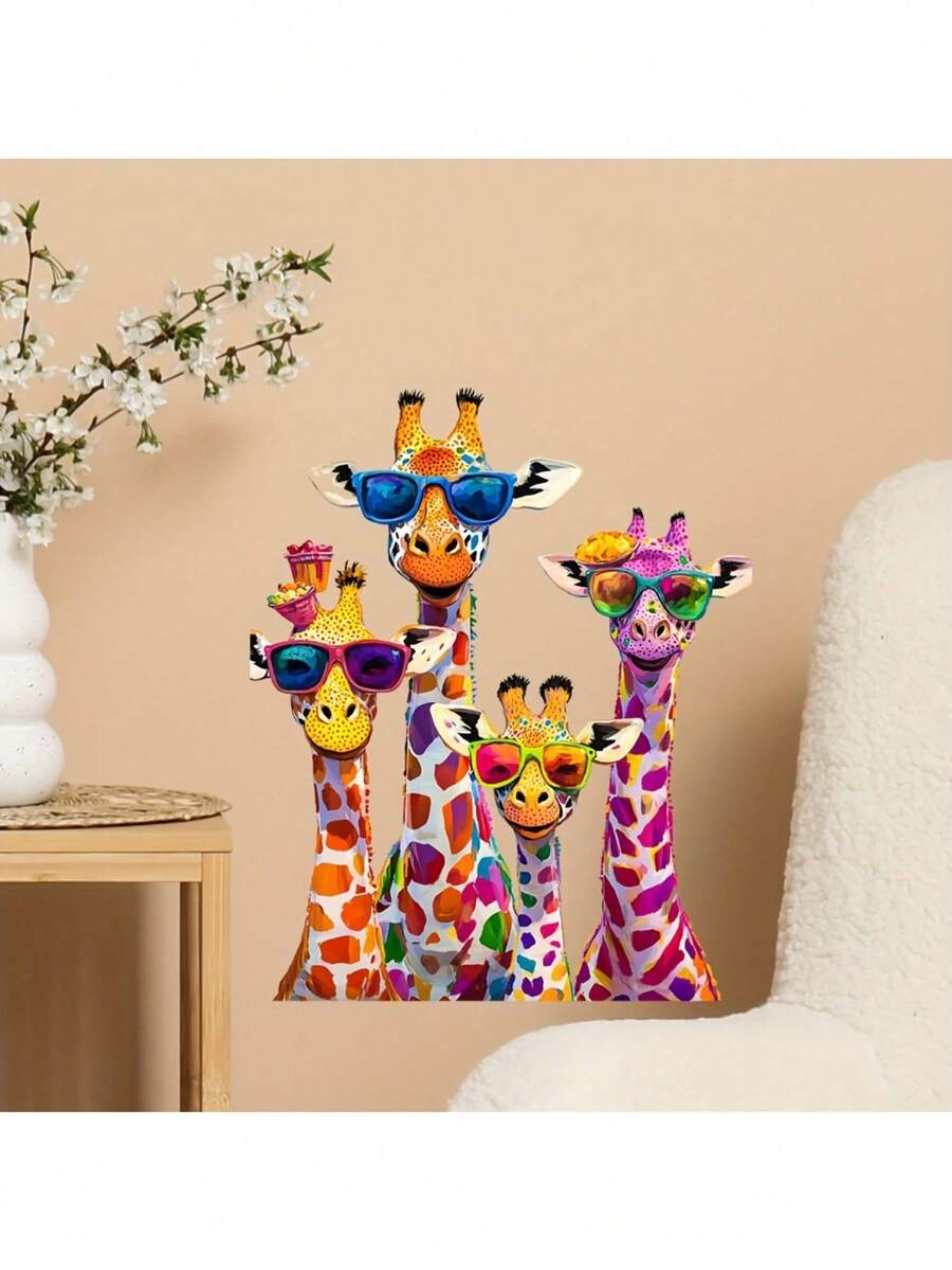 1pc Wall Stickers Colorful Cute Giraffe Decorative Stickers PVC Stickers Removable Self-Adhesive Easy-To-Tear Stickers Home Decoration Make Your Life A New Look Holiday Decoration Stickers Birthday Graduation Gifts Wall Decor Room Decor