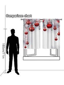 2pcs Christmas Multicolor Curtains, Modern Stylish Home Decor Rod Pocket Curtains, Suitable For Christmas, Everyday Use