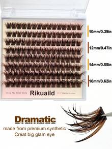 Rikuaild 120pcs Brown Wet Look 120D Cluster False Eyelashes, D Curl, Create Dramatic Makeup, Essential For Travel & Everyday Makeup - D - Xem 3