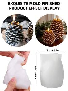 Candle Silicone Mold, Beautiful Creative Pine Cone Candle Mold, Suitable For Aromatherapy Candles, Resin Casting, Plaster Crafts, Home Decoration Ornaments And Holiday Gifts Handmade Craft Tools Christmas Decorations Room Decor Christmas, Christmas Gifts - White - View 8
