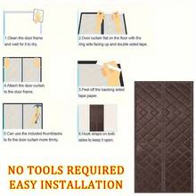 1 件磁性隔热门帘，防水牛津布，防寒，易于安装，磁条，棕色，灰色，防虫，无需钻孔，防止冷空气进入，90 * 210cm/35.43 * 82.68 英寸，100 * 210cm/39.37 * 82.68 英寸，适用于家庭和办公室，办公室门，现代门，耐用门