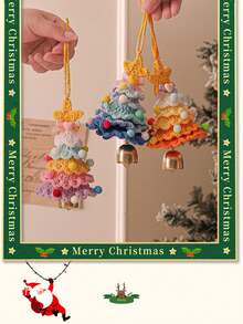 新款毛绒圣诞挂饰，钩针编织圣诞树小挂件，圣诞汽车挂饰，圣诞装饰礼品，冬季房间装饰 - 彩色 - 查看 4