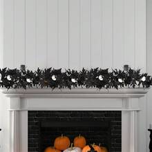 Halloween Garlands Spooky Black Rose Maple Leaf Garlands Photo Booth Props For Mantel Decorations