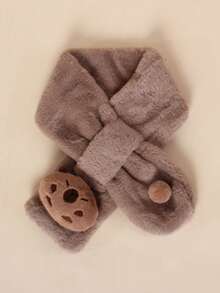 1pc Kids Plush Cute Cartoon Bear Scarf, Warm Thick Faux Fur Neck Warmer For Autumn/Winter - 1pc - View 6