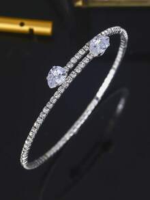 1pc Women's Simple Wedding Bracelet, Fashionable Crystal Bangle Valentine's Day Accessories