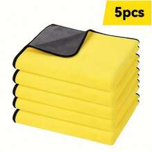 23x23cm Yellow Microfiber Cleaning Cloths 10Pcs - Black Trim, Ultra Absorbent For Home, Kitchen & Auto Cleaning Tasks