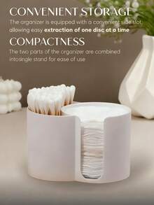 1/Pc Round Pad QTips Holder, Bathroom Cup Dental Floss Dispenser, Round Pad QTips Paper Cup Dental Floss Storage Box, Bathroom Accessories Storage Box, Dressing Table Cosmetics Storage Box