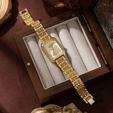 xinyunkou New Luxury Steel Band Women's Watch, Fashion Minimalist Square Quartz Wristwatch For Ladies - Gold - View 3