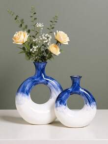 1 pieza Jarrón decorativo de estilo nórdico con círculos de colores, jarrón de flores pintado a mano para sala de estar, entrada, alquiler vacacional, decoración de mesa de hotel, decoración del hogar, decoración de habitación, jarrón de vidrio