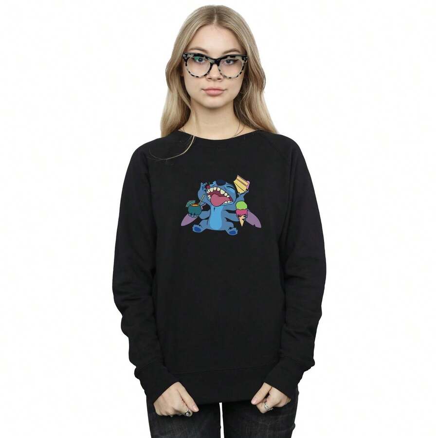 Disney Womens/Ladies Lilo And Sitch Munchies Sweatshirt (Black) - Coffee Brown - View 1