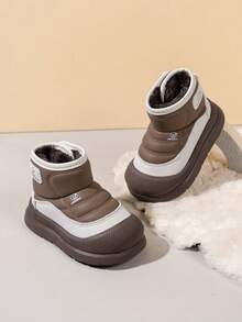 1 Pair Children's Outdoor Soft-Sole Thermal-Lined Snow Boots, Fashionable & Versatile For Winter