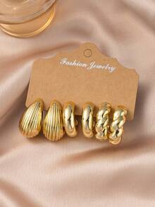 6/18件套厚实金圈形耳环套装，低过敏性厚圆圈形耳环，多款亚克力金耳环套装，时尚百搭ins风，理想的日常佩戴礼物，送给亲朋好友 - 金色 - 查看 13