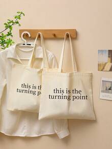1 Pc This Is The Turning Point Quote Pattern Tote Bag Shoulder Bag For Travel Daily Commute Women's Shopping Bag, Best Gift For Her,  Folding Shoulder Bag Summer Beach Holiday Bag Travel Gift For Man Woman