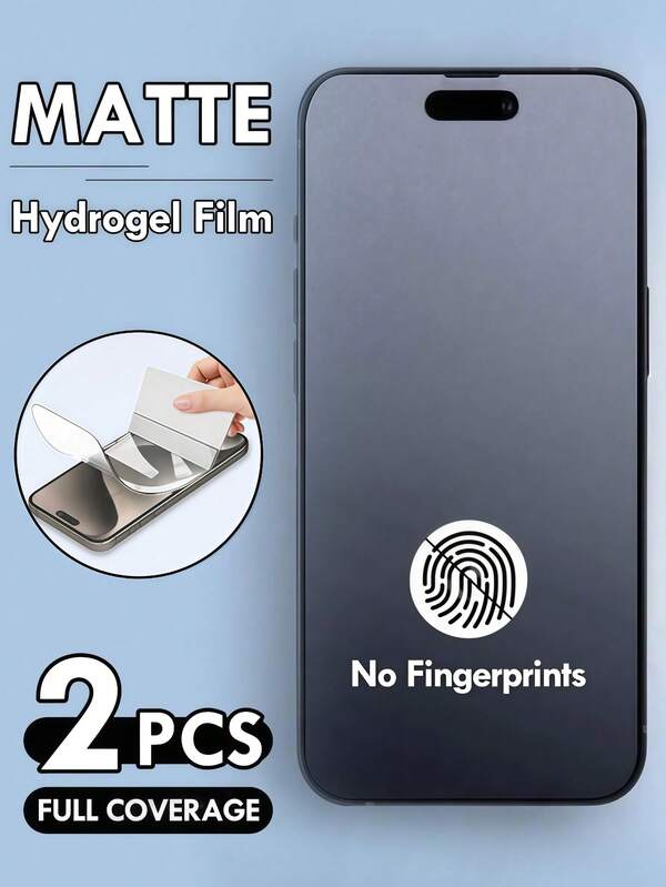 2 piezas Película de hidrogel suave mate antihuellas, protección antirreflejo para la visión compatible con iPhone 17/16/15/14/13/12/11 Series Protector de pantalla móvil [No es vidrio templado]