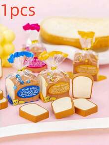 Cute Toast Bread Eraser, Creative Realistic Toast Bread Eraser, Student & Kids' Stationery, Prize, Gift (Random Outer Packaging Color) Back To School