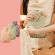 Plush Hot Water Bag, PVC Water Injection Bag, Warm Hands, Explosion-Proof And Leak Proof, Cute Embroidery, Simple And Portable, Detachable, Warm Hands And Feet, Use Hot Water Bottle During The Period, Winter New Warm Water Bag For Water Injection, Warm Stomach And Hands, Water Injection Hot Water Bag Cover, Small Cross-Border Explosion-Proof PVC Hot Compress