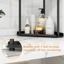 1 Double-Tier Bathroom Storage Rack 2-Tier Perfume, Cosmetics, Skincare, And Toiletries Modern Metal Countertop Organizer Skincare & Cosmetics Countertop Organizer Kitchen & Bathroom Countertop Corner Shelf Bathroom Countertop Storage Rack Multi-Functional Countertop Storage Rack (Suitable For Bathrooms, Kitchens, Living Rooms, And Bedrooms) - 彩色 - 查看 2