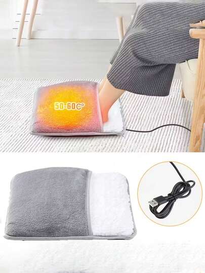 Washable USB Foot Warmer Pad, Heated Pad, Flannel Electric Foot Warmer, Home Warm Slippers, Winter Warmth, Thick Design, Comfortable Fit, Washable Material, Heating, Foot Warming Slippers, Office Workers, Elderly Care