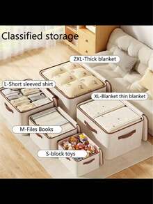 1 可折叠衣物收纳整理盒，大容量防尘被子收纳盒，衣柜柜子收纳盒，抗菌防潮拉链衣柜整理盒，布艺裤子分类收纳盒，装饰用品，节日装饰，房间装饰，家居装饰，卧室装饰，收纳盒，整理器，家居收纳 - 彩色 - 查看 4