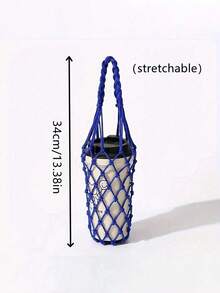 1pc Handmade Woven Mesh Bag - Coffee Cup Carrier, Water Bottle Holder, Storage Pouch - Durable Polyester With Open Top - Gift For Coffee Lovers, Reusable Beverage Holder, Coffee Cup Holder, Portable Drink Carrier, Decorative Mesh Bag,Decorative Net Pouch, Handmade Gift For Friends, Family, Classmates.
