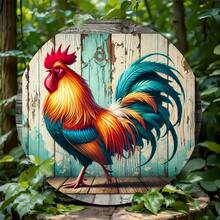 1 pieza Letrero de metal vintage de gallo - Arte de pared redondo, adecuado para cocina, jardín, oficina y decoración del hogar, decoración de pared de metal decorativa duradera e impermeable para exteriores
